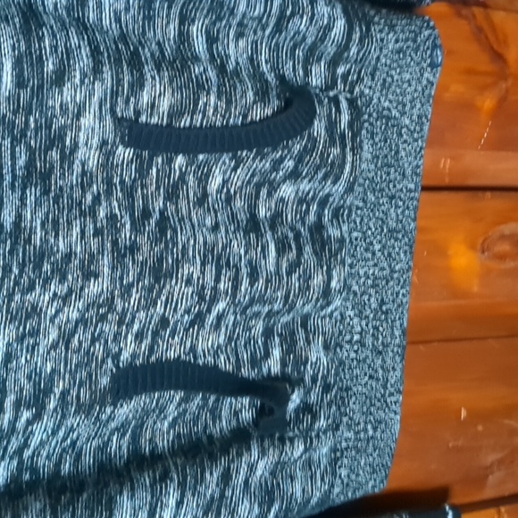 BURNSIDE* heathered knit navywhite long sleeve kanga pkt hoodie knit cuffs/waist - Picture 13 of 13